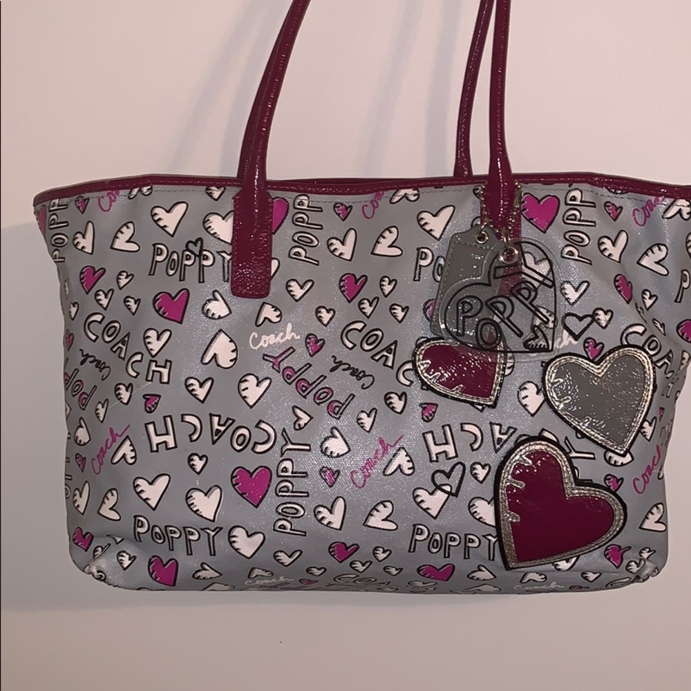 Rare Coach Poppy Hearts tote